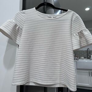 Anthropologie White Striped Top